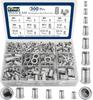 MetricSAE  Nut Assortment Kit(300 Pcs), M3  M5 M6 M8 M10 M12#8-32#10-24 1/4"-20 5/16"-18 3/8"-16 304 Stainless Steel Rivnut Set UNC Flat Head Nutsert