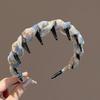 Women Headband Ribbon Decor Anti-slip Teeth Hair Hoop Versatile Bright