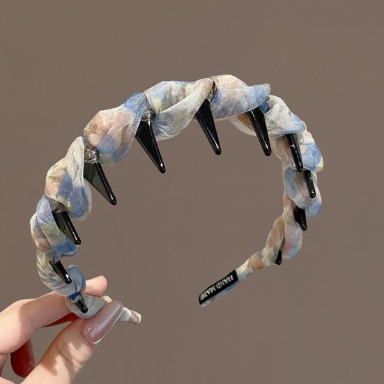 Women Headband Ribbon Decor Anti-slip Teeth Hair Hoop Versatile Bright