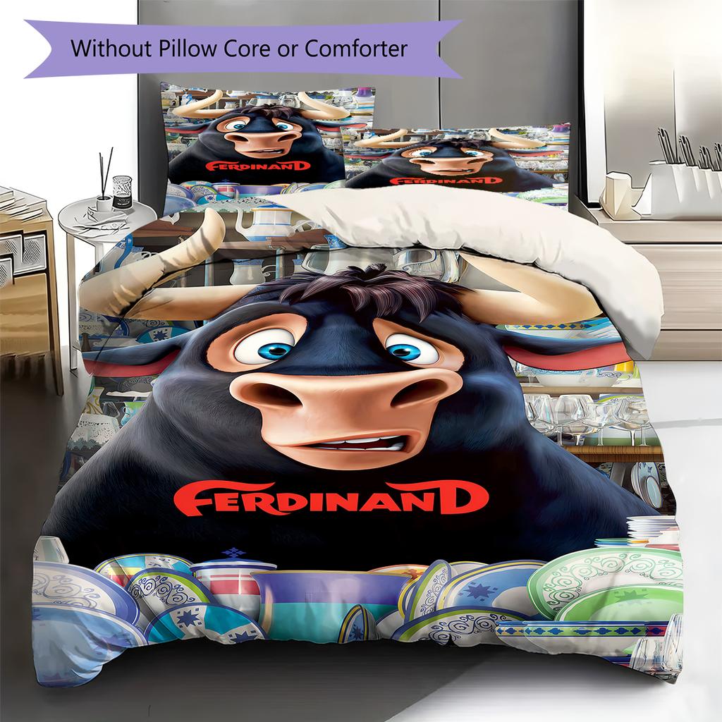 Ferdinand Pattern Bedding,Quilt Set Quilt Cover Pillowcase Home Birthday Gift (1 * duvet cover + 2 * pillowcase, without core)