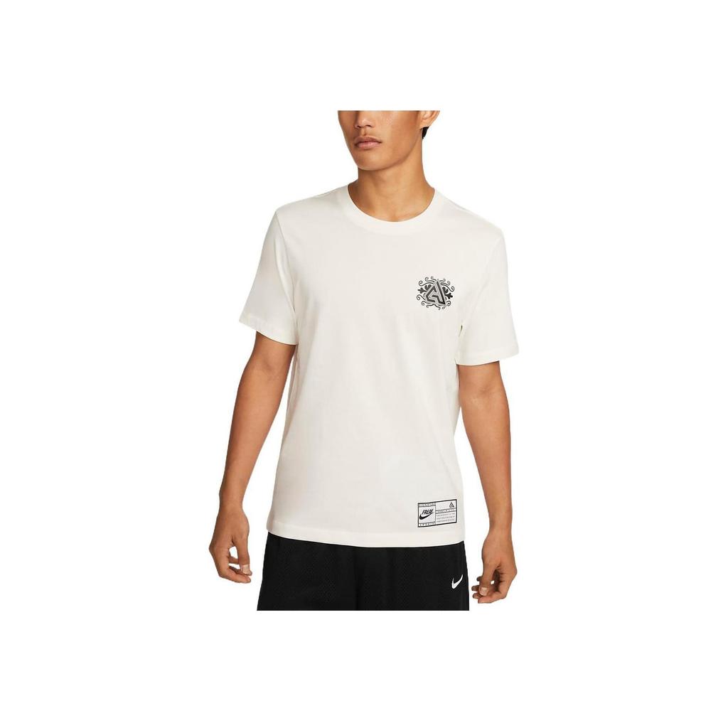 Nike Geometric Print Basketball Round Neck Short Sleeve T-Shirt Men Tops White DR7634-133