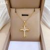 Cross Full Diamond Light Luxury Temperament Gorgeous Full Diamond Necklace Women'S Versatile Collarbone Chain Titanium Steel Chain