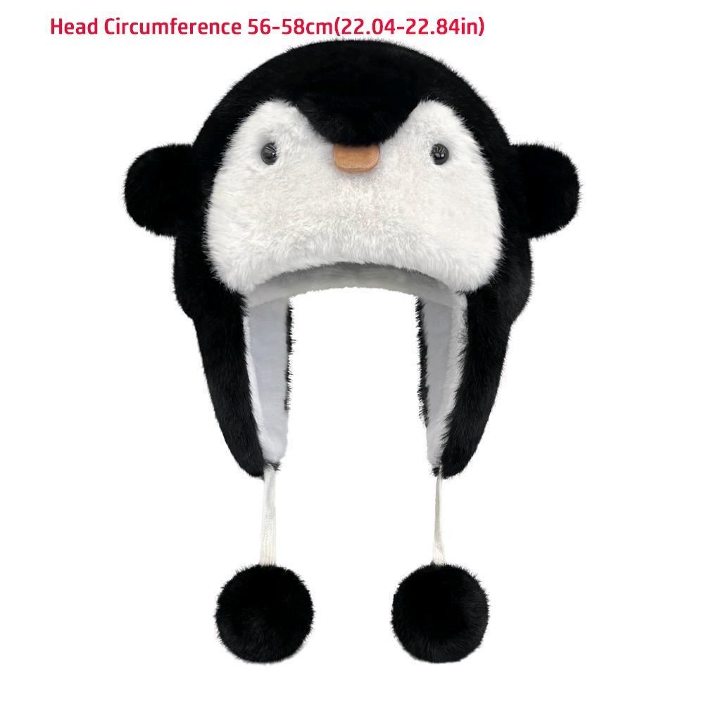 Cute Penguin Plush Hat Cold Protection Pullover Hat Sweet Beanies Caps  Kids Adult Gifts