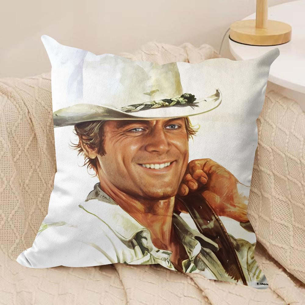 Tterence Hill Bud Spencer Cushion Cover Silky Short Plush Invisible Zipper Dustproof Sofa Pillow Case for Home Decor