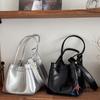 Dvojfarebná štvorcová mini taška obdĺžniková tote crossbody kožená telefónna strieborná taška cez rameno