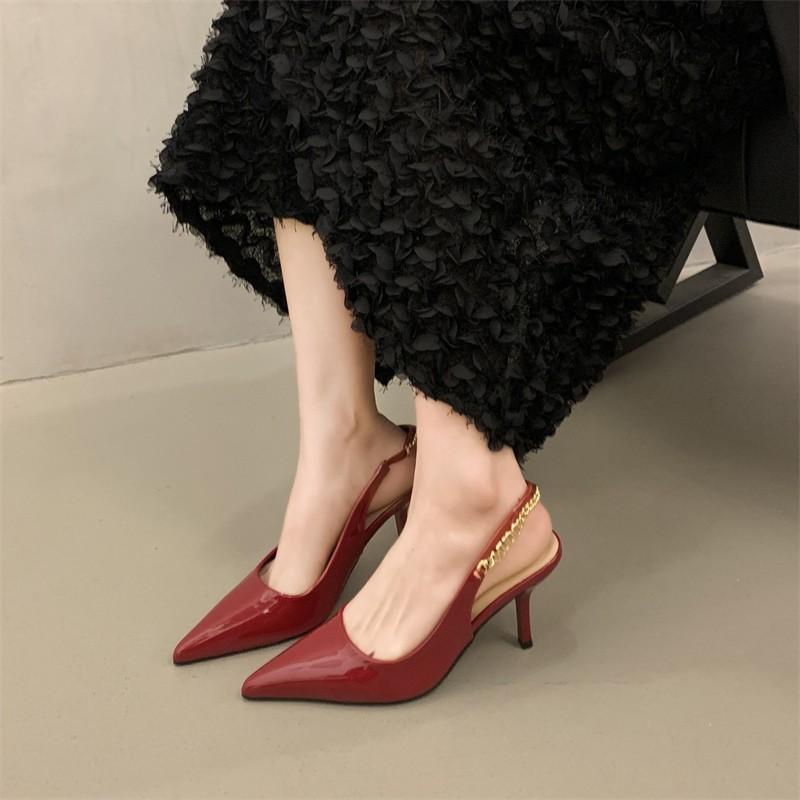 Fashion 2025 Women Shoes Pumps Sandals Spring Fashion Pointed Toe Slingbacks Female Footwear Summer Ladies Shallow Shoes High Heels