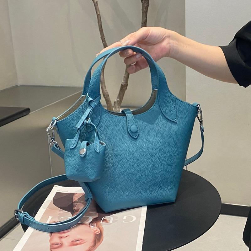 Vegetable Basket Bag Single-shoulder Versatile Bucket Bag Genuine Leather Women's Bag Crossbody Bag