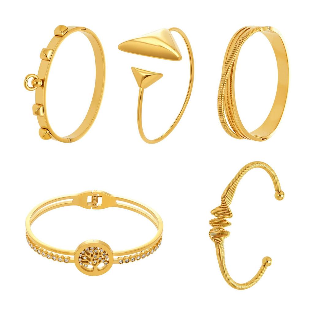 Geometrisches offenes Armreif-Armband aus 18 Karat vergoldetem Edelstahl - Unregelmäßige europäisch-amerikanische Mode mit vielseitiger Persönlichkeit