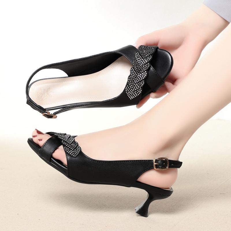 Fashion AIYUQI Sandals Women Summer 2025 New Genuine Leather Sandals Women Fish Mouth Fashion Large Size Sandals Ladies