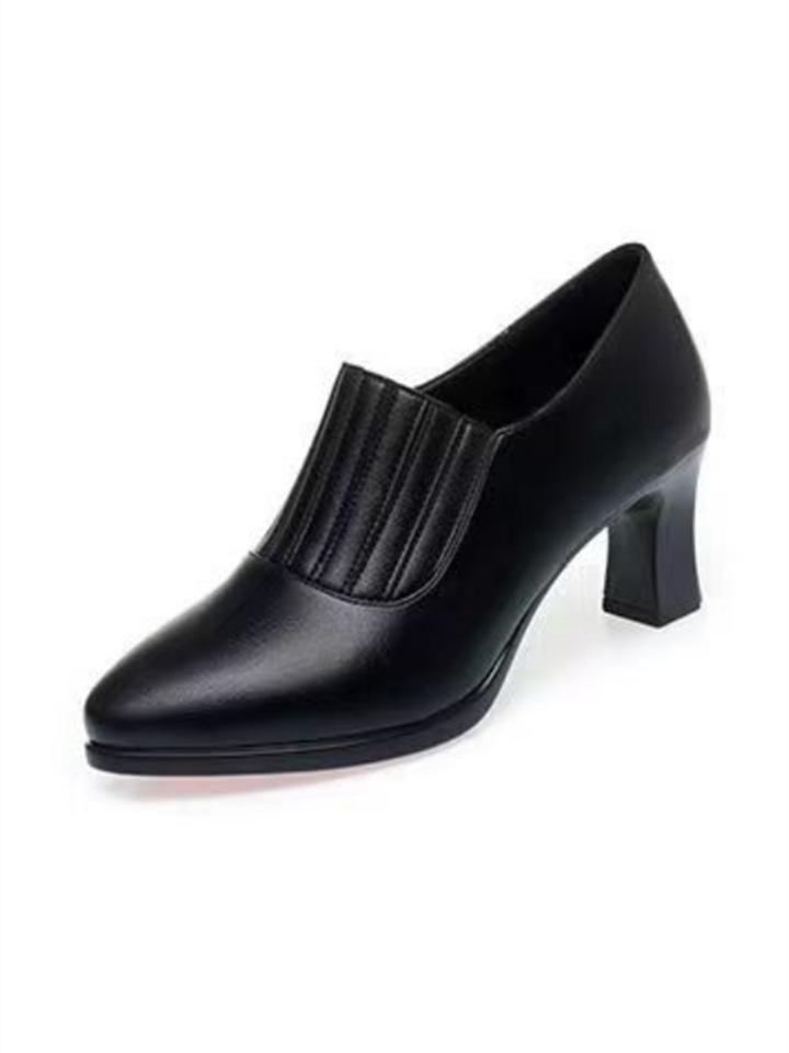 Women Cool High Quality Black Patent Leather Spring & Autumn Slip On Boots Lady Casual High Heel Ankle Boots
