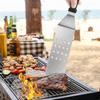 Wood Handle Stainless Steel Multi-purpose Cooking Spatula for Frying and Teppanyaki