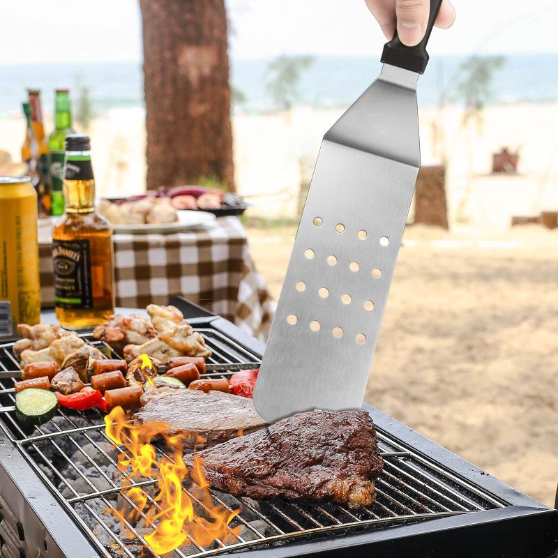 Wood Handle Stainless Steel Multi-purpose Cooking Spatula for Frying and Teppanyaki