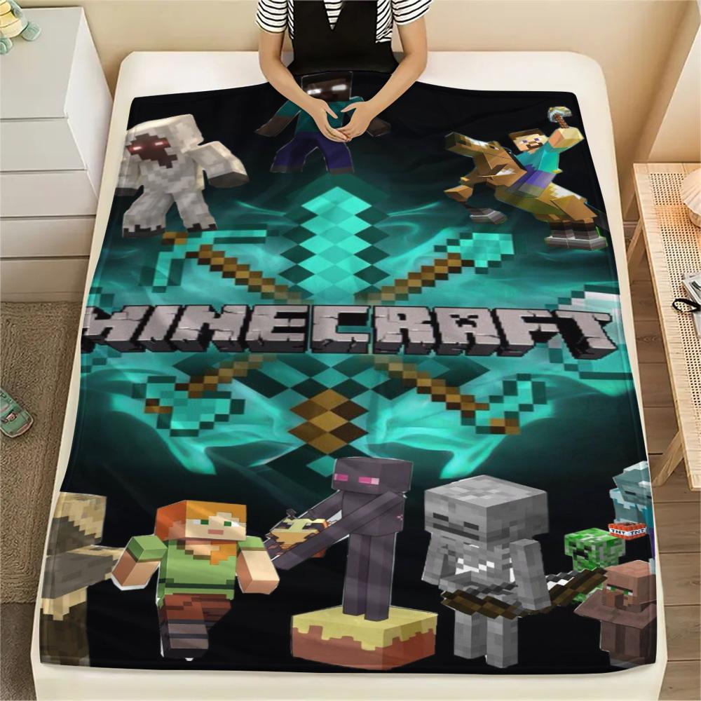 Minecraft World Blanket Camping Trip Home Decor Christmas Gifts Machine Washable Office Rest Blanket