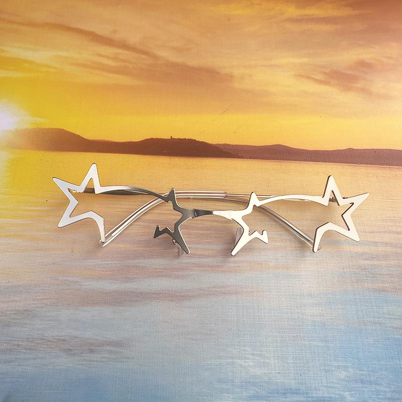 Y2K Halbrahmen Sternenbrille: Zweidimensionale COS-Dekoration für Damen & Herren, Perfekt für Streaming, Clubbing & Street Style.