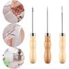 3x Sewing Awl Punching Wood Handle Needle for Candle Making Canvas