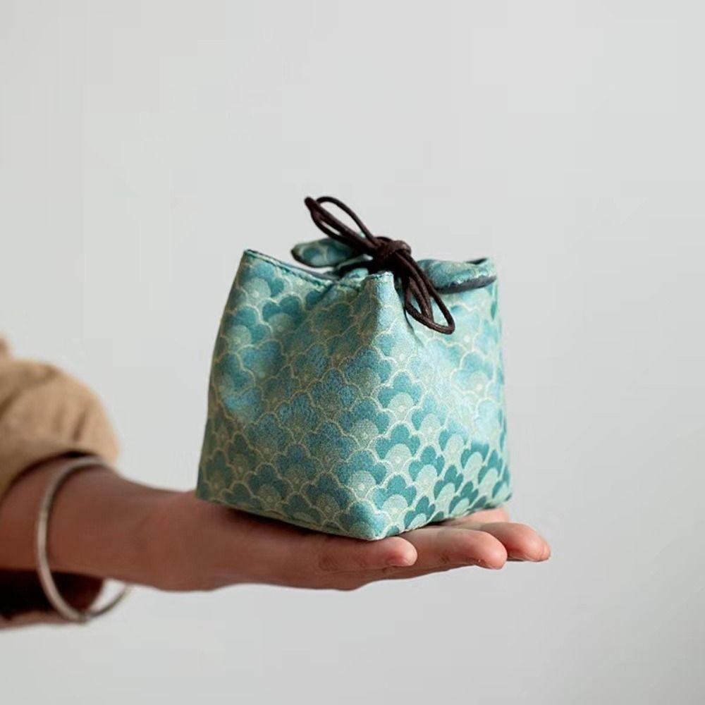 Bedruckte Teegeschirr-Aufbewahrungstasche Handtasche im chinesischen Stil mit Stickerei Kleine Tasche für Kleinteile