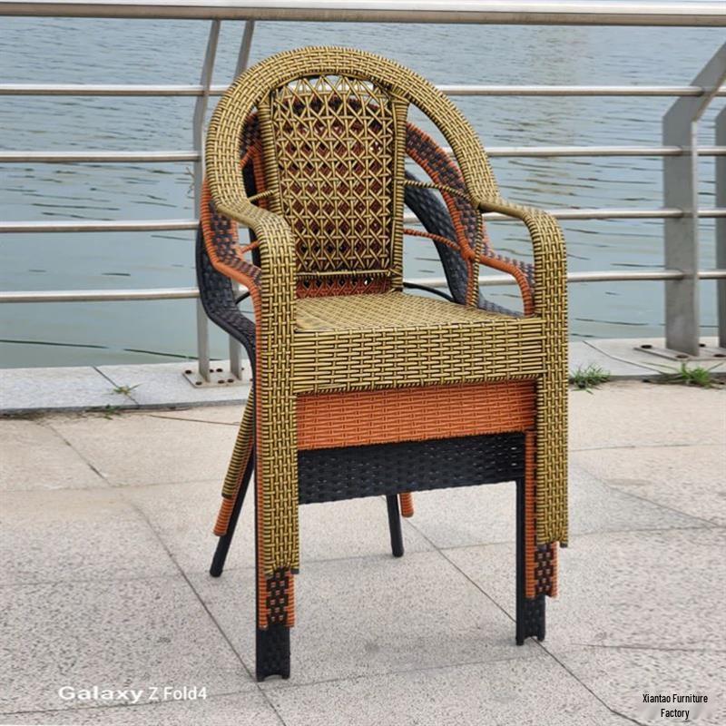 Ergonomic Rattan High-Back Chair for Elderly - Comfortable and Anti-Fall Design for Long Sittings, Perfect for Balcony and Outdoor Leisure.