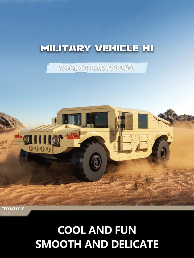 510PCS Military Vehicle H1 Building Blocks Sandy Off-road Car Model Bricks Educational Collection Children's Toys Holiday Gifts