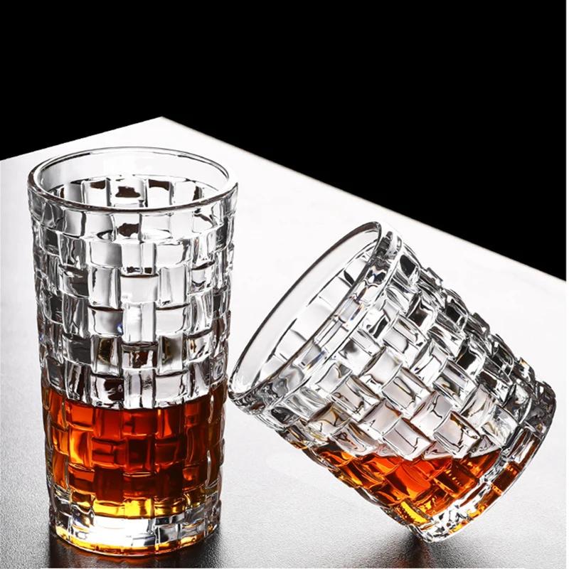 330ml/410ml Wine Glass Weave Patterns Colin Cup Cocktail Rocks Glasses Tumblers Transparent Coffee Cups Household Beverage Cup