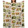 Retro TV Perlorange #Midcentury Überwurf Polar Luxus Überwurf Weicher Plüsch karierte Decken
