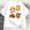 Cartoon Dog Food Printed Tshirt for Unisex Summer Short Sleeves Loose Casual Cute Pet Pattern Top Trendy Versatile Round Neck