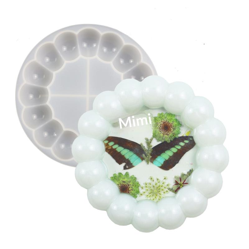 Round Bubble Coaster Silicone Molds For Diy Epoxy Jewelry Storage Tray, Plastic Tray Cement Cup Pad Injection Resin Mold