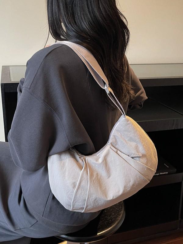 2025 Pleated Lightweight Dumpling Bag: Versatile, Solid Color Shoulder/Crossbody with High-End Style