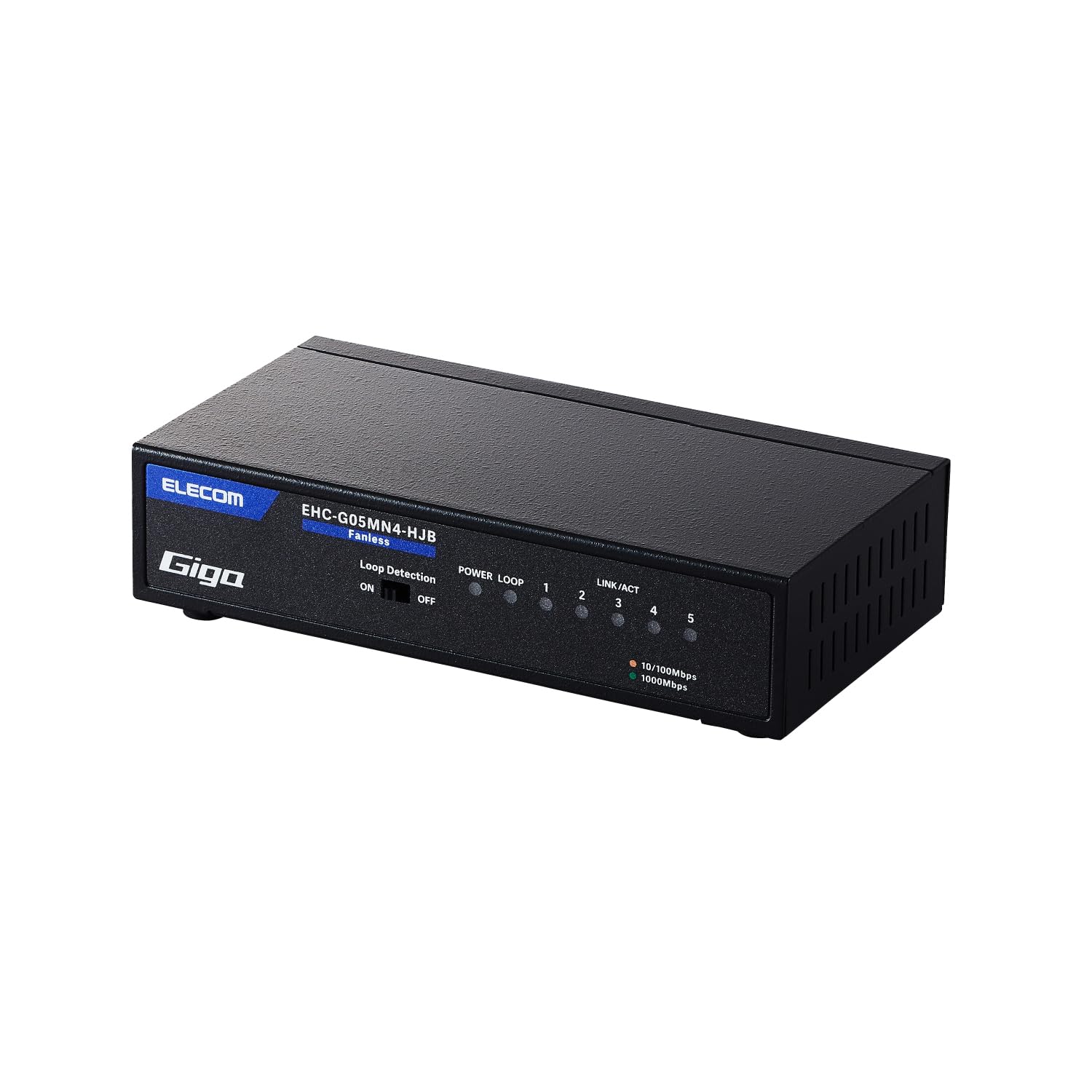 

ELECOM Gigabit Ethernet Switching Hub, 5 Ports, Metal Casing, Magnetic Base, Built-in Power Supply, Black EHC-G05MN4-HJB