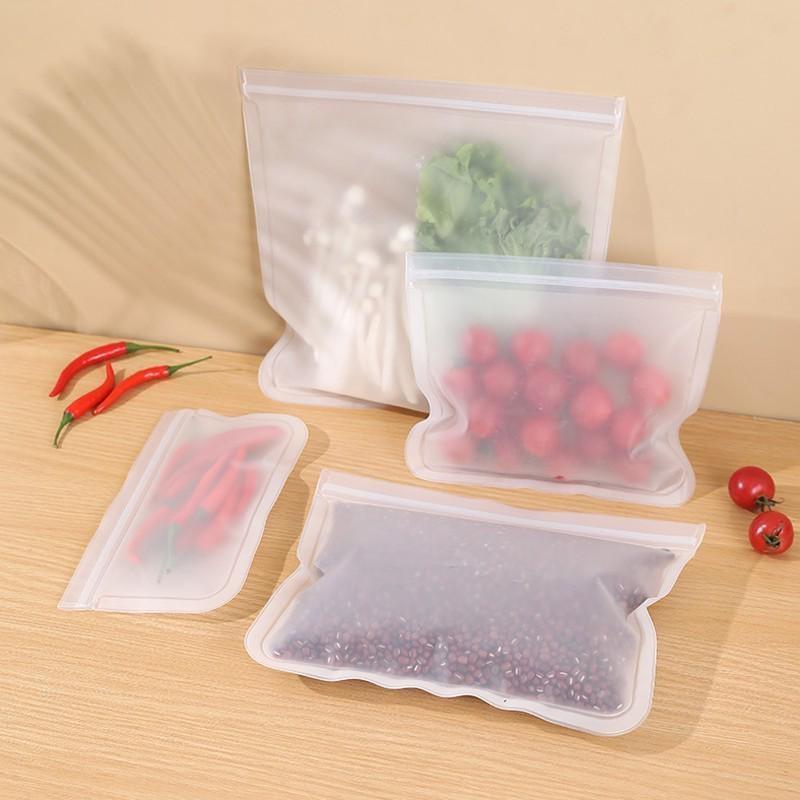 5pcs Food Storage Bag, Washable Reusable Stand-up Zipper Bag, Fruit and Vegetable Sealing Bag, Kithchen Food Fresh Bag Suitable for Lunch