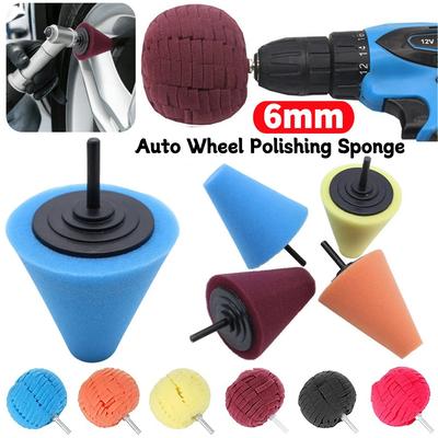 Auto Wheel Used For Electric Drill Burnishing Ball Detailed Scratch Polishing Cone Set Car Hub Buffing Sponge Car Beauty Tool