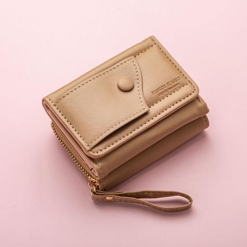 

Новая сумка для сменных карт, скидка 30% на унисекс кошелек на молнии, короткий кошелек для карт. 10.5*8.5*4 светло-коричневого