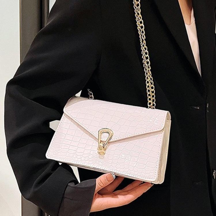 Crocodile Patterned Chain Women's Bag, Trendy Korean Version, Single Shoulder Crossbody Women's Bag, Small Square Bag