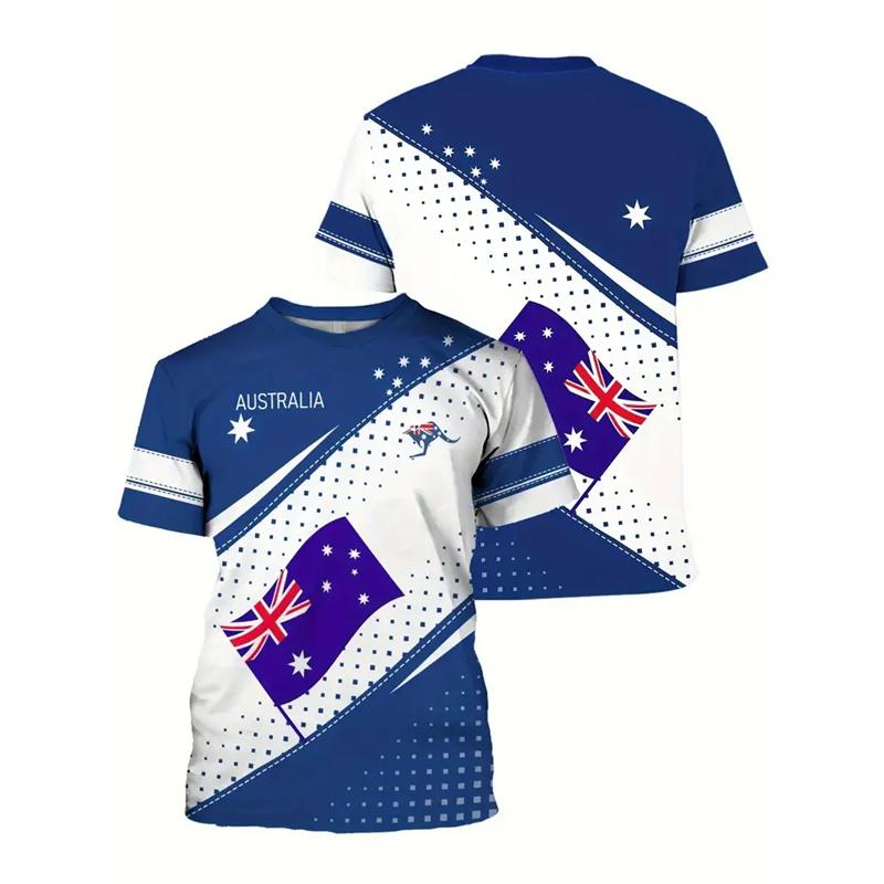 Australia National Flag T-shirt For Men's Clothing 3d Printed Landmark Building T Shirts Kangaroo Koala Animal O-neck Tees Tops
