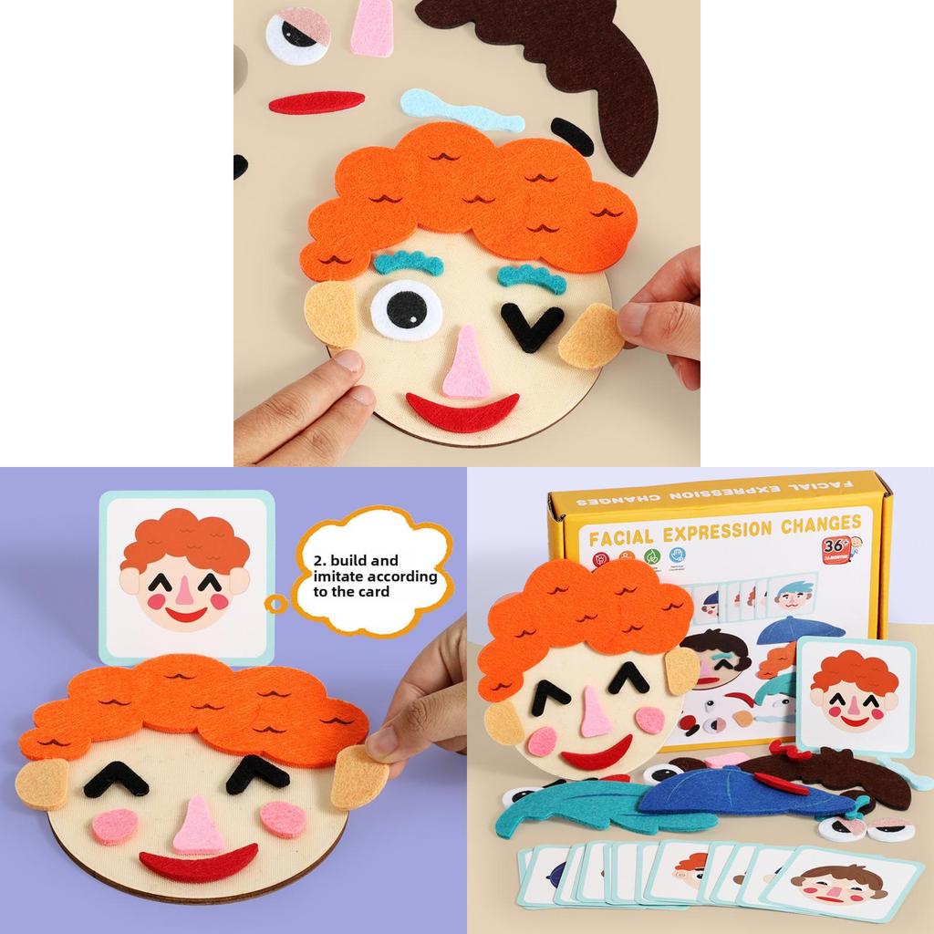 Wooden Puzzle For Kids With Facial Expression Changes Educational Toy For Preschoolers