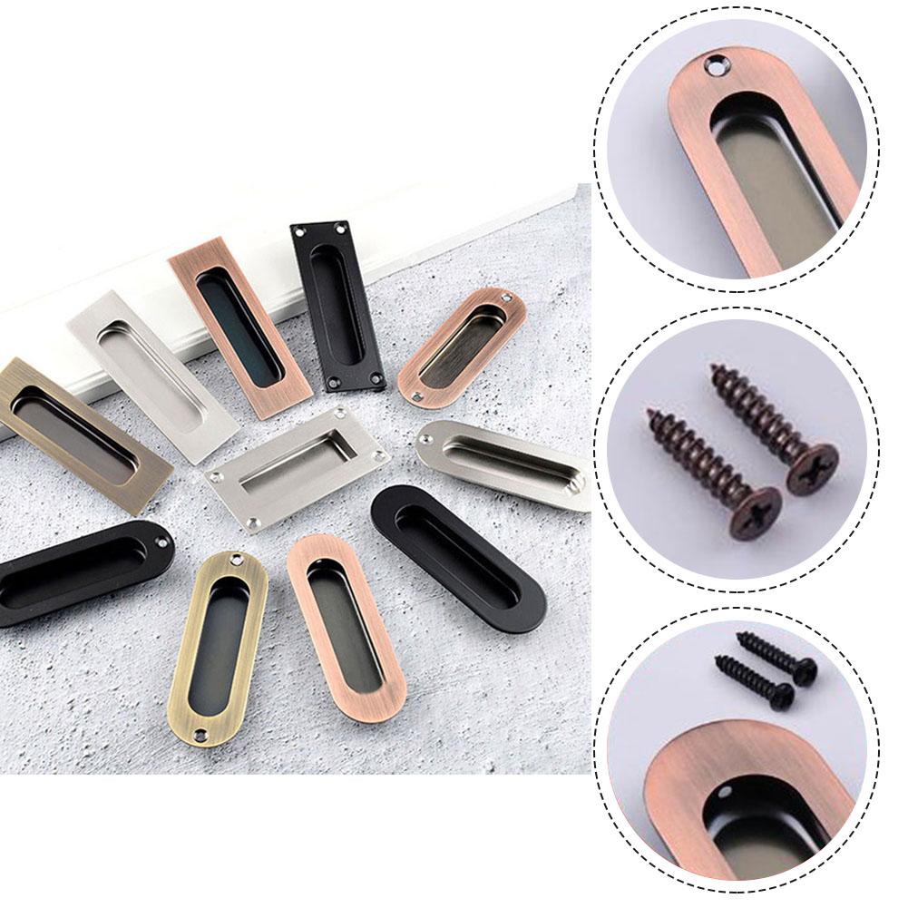 High Quality Handle Door Knobs Embedded Flush Pull Door 4mm Screw Invisible Cabinet Oval Square Stainless Steel