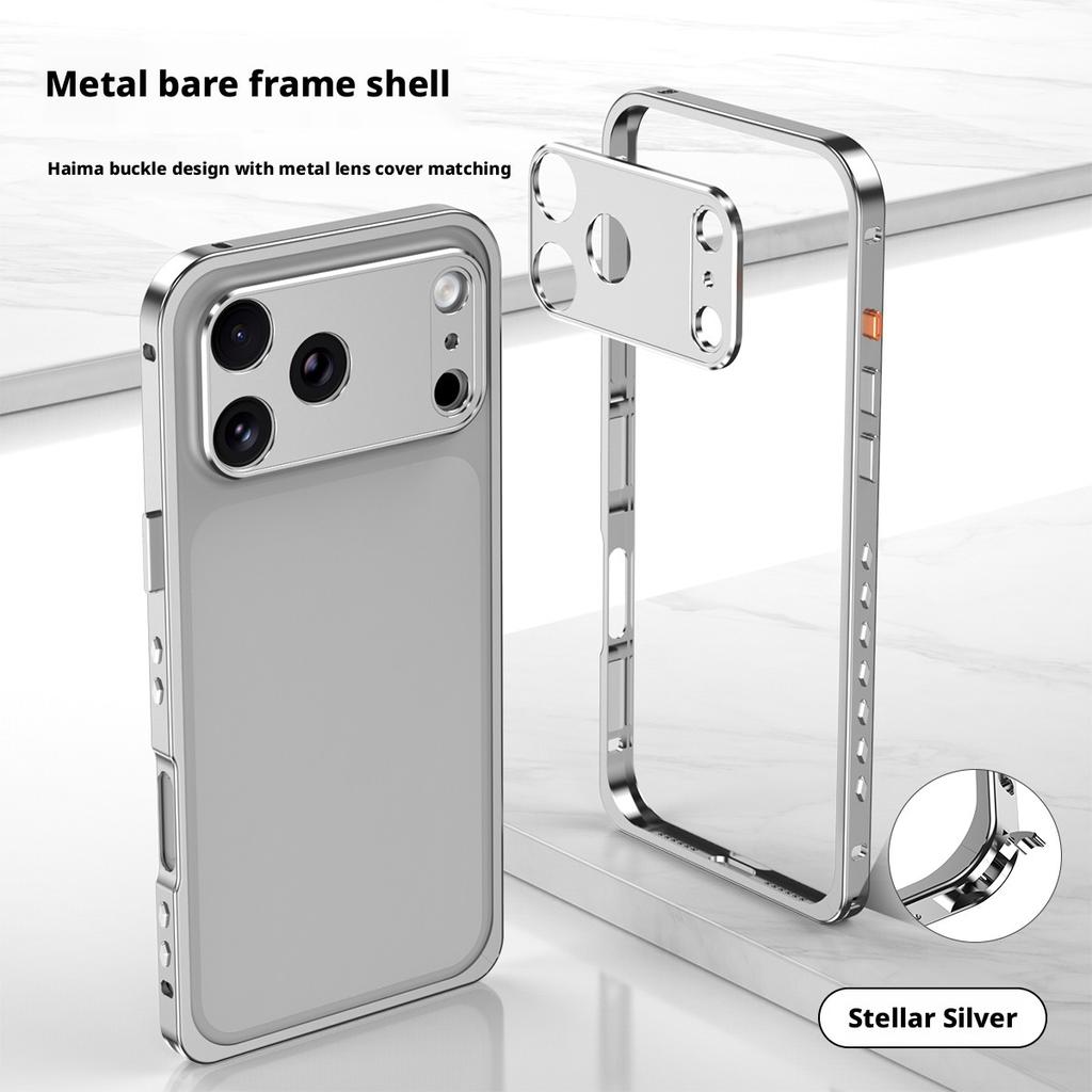 Best Selling Products Aluminum Metal Frame Phone Case for iPhone 17 Pro Max Mobile Accessories Lens Protective Orange Antishock