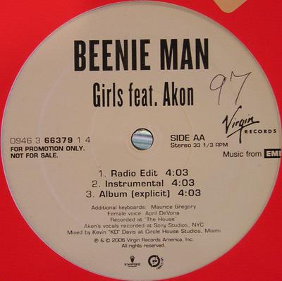 12-Zoll Schallplatte BEENIE MAN, AKON - Girls 094636637914 Virgin 2006 US Reggae, Ska & Dub Gebraucht