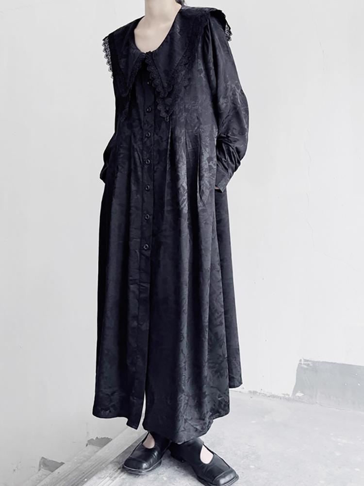 XITAO Lace Patchwork Peter Pan Collar Dresses LJ1060