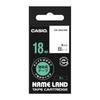 Casio Name Land Label Printer, 18mm, White, with Strong Adhesive Tape That Peels Off Cleanly and Hides the Underlying Surface.