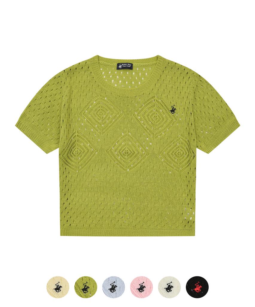 BHPOLOCLUB Women'S Scallop Pattern Round Short Sleeve Knit 4 Colors Tk103