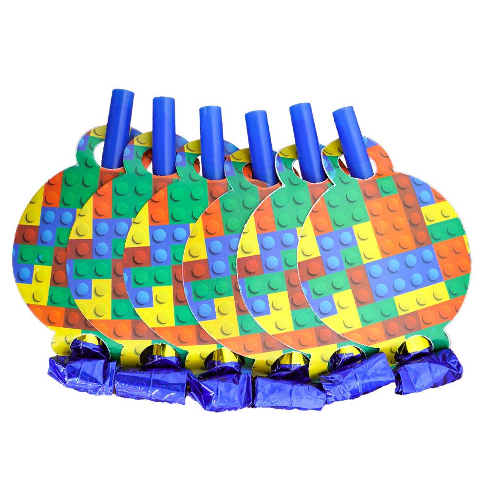 Building Block Children's Outdoor Birthday Decoration Tableware Paper Cup Plate Napkin Cake Topper Blowout Gift Bag Party Favors