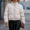 BITCED Autumn/Winter Women's Short-Length Cotton Coat Women's Long-Sleeved High-Neck Thermal Jacket Loose-Fit Casual Cotton Coat