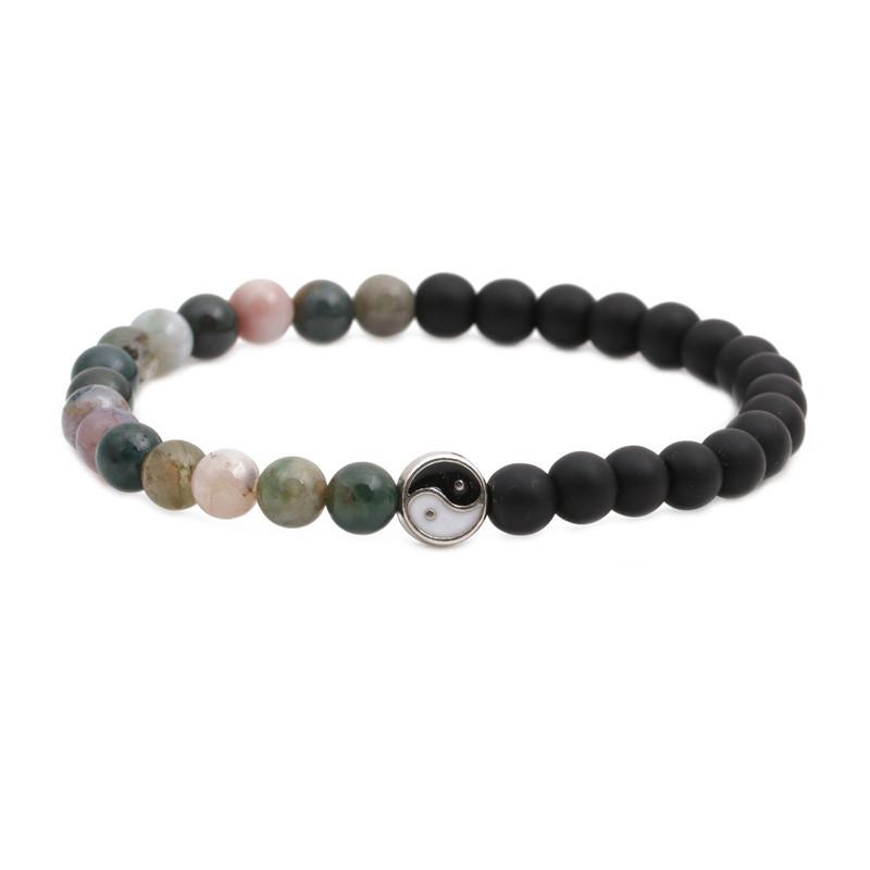 Distance beaded Bracelet Fashion Natural Stone two colors Yin Yang Charm Bracelets for Men Women Friendship couple