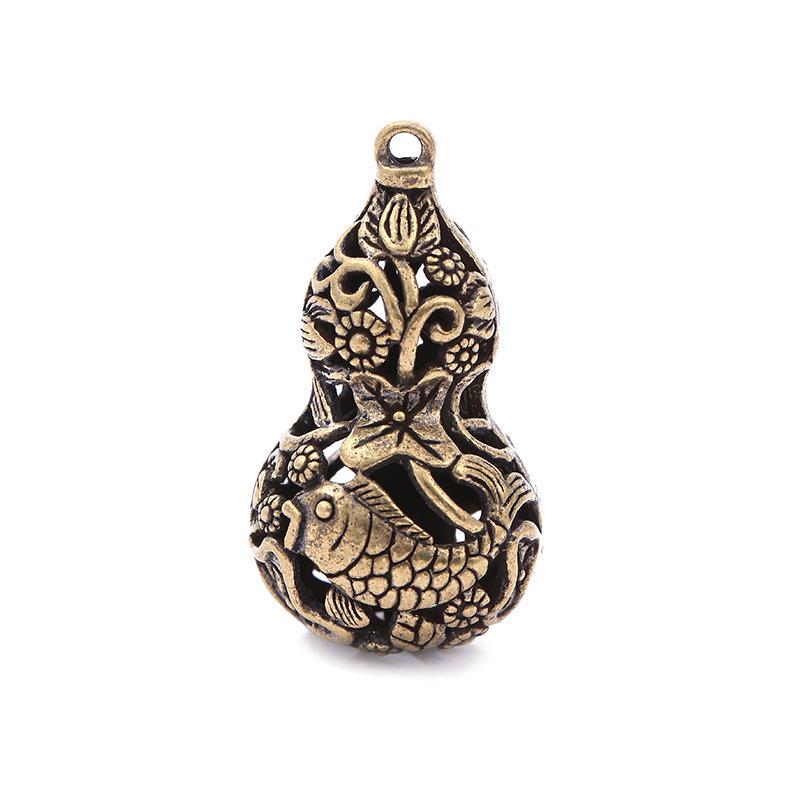 Brass Bagua Gourd Openwork Keychain Pendant Retro Design