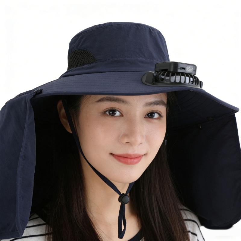 Rechargeable Sun Hat With 3 Speed Fan Sun Protection For Men Women Fishing Gardening Wide Brims Foldable Outdoor Caps