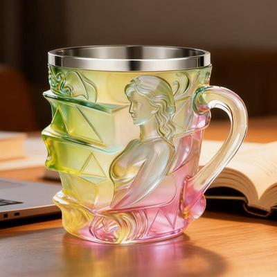 Caneca de Café Criativa em Vidro Colorido em Forma de Livro