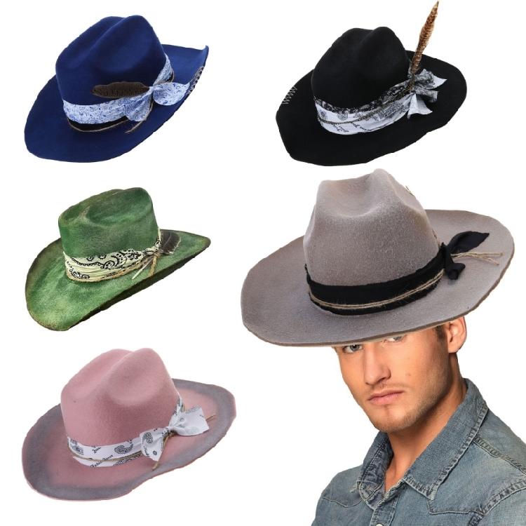 Vintage Cowboy Hat Music Festival Party Hat Masquerade Accessories Fedora Cap