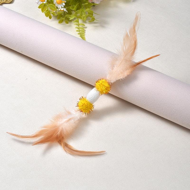 

Уникальный вкус стимулирует охотничью природу кошек. Сушеные шелковые коконы и перья. Игрушка для кошки для саморазвлечения и от скуки 30cm жёлтый