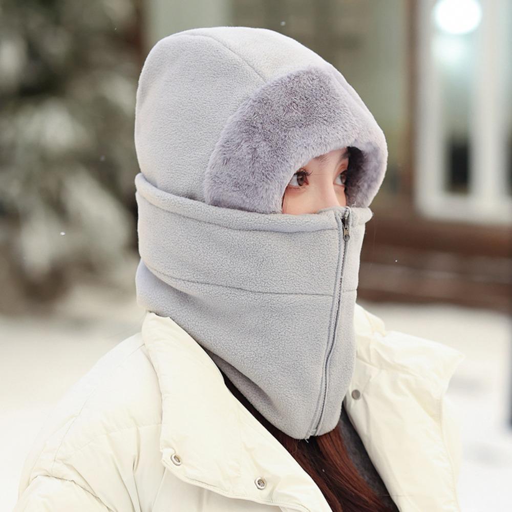 Winter Unisex Windproof Cycling Neck Gaiter With Zipper Design Integrated Cap Thermal Liner for Bike Riding Skiing Motocycle