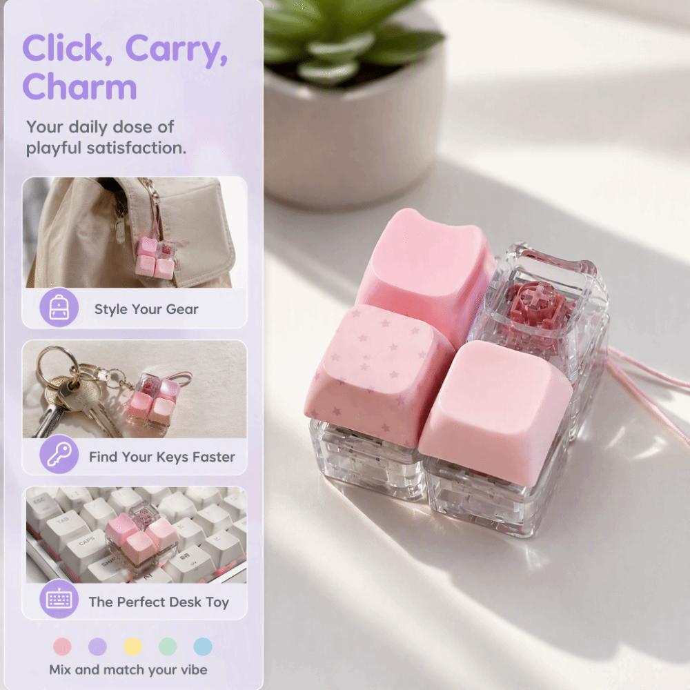 Plastic Fidget Keychain Transparent Keycap Clicker Funny Stress Relief Pendant  Daily